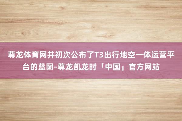尊龙体育网并初次公布了T3出行地空一体运营平台的蓝图-尊龙凯龙时「中国」官方网站