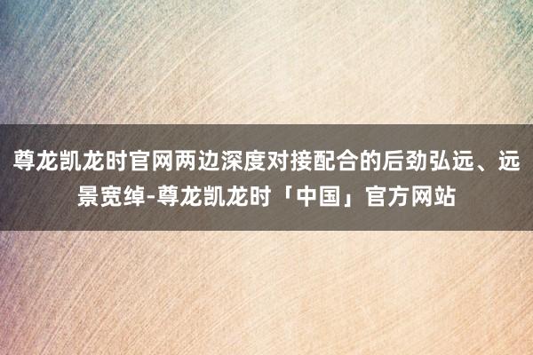 尊龙凯龙时官网两边深度对接配合的后劲弘远、远景宽绰-尊龙凯龙时「中国」官方网站