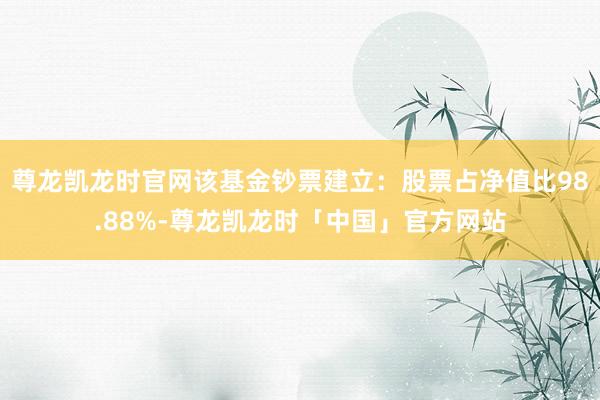 尊龙凯龙时官网该基金钞票建立：股票占净值比98.88%-尊龙凯龙时「中国」官方网站