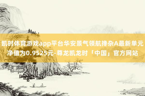 凯时体育游戏app平台华安景气领航搀杂A最新单元净值为0.9525元-尊龙凯龙时「中国」官方网站
