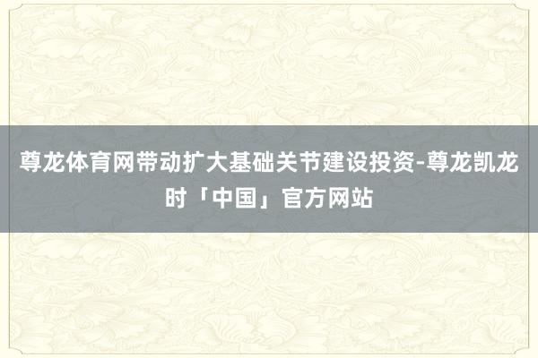 尊龙体育网带动扩大基础关节建设投资-尊龙凯龙时「中国」官方网站