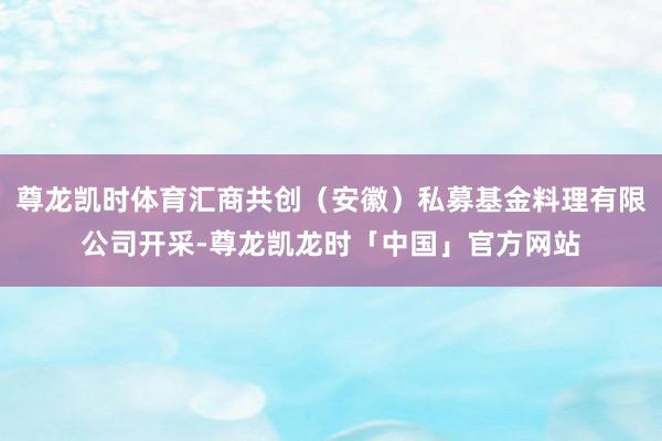 尊龙凯时体育汇商共创（安徽）私募基金料理有限公司开采-尊龙凯龙时「中国」官方网站
