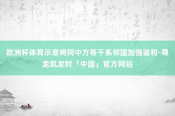 欧洲杯体育示意将同中方等干系邻国加强谐和-尊龙凯龙时「中国」官方网站