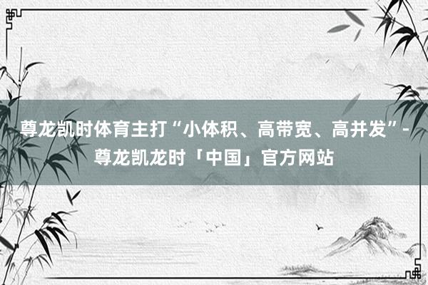 尊龙凯时体育主打“小体积、高带宽、高并发”-尊龙凯龙时「中国」官方网站