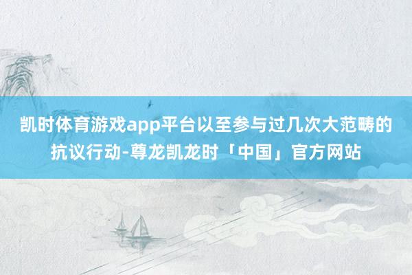 凯时体育游戏app平台以至参与过几次大范畴的抗议行动-尊龙凯龙时「中国」官方网站