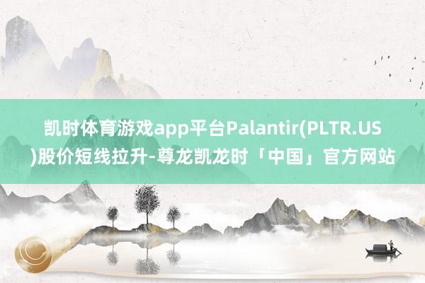凯时体育游戏app平台Palantir(PLTR.US)股价短线拉升-尊龙凯龙时「中国」官方网站