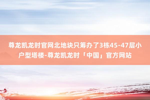 尊龙凯龙时官网北地块只筹办了3栋45-47层小户型塔楼-尊龙凯龙时「中国」官方网站
