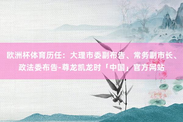 欧洲杯体育历任：大理市委副布告、常务副市长、政法委布告-尊龙凯龙时「中国」官方网站