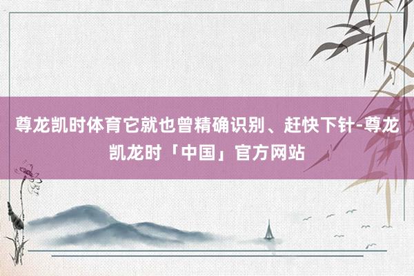 尊龙凯时体育它就也曾精确识别、赶快下针-尊龙凯龙时「中国」官方网站
