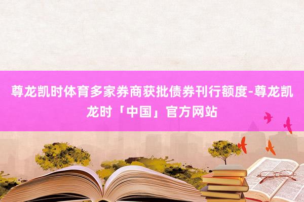 尊龙凯时体育多家券商获批债券刊行额度-尊龙凯龙时「中国」官方网站