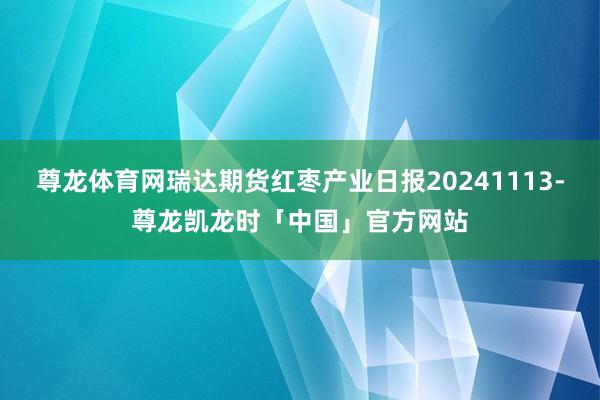 尊龙体育网瑞达期货红枣产业日报20241113-尊龙凯龙时「中国」官方网站