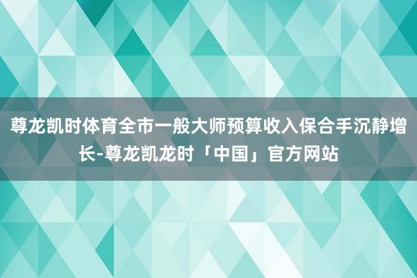 尊龙凯时体育全市一般大师预算收入保合手沉静增长-尊龙凯龙时「中国」官方网站
