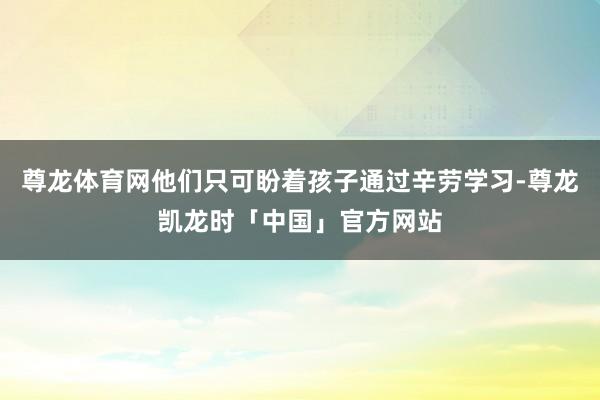 尊龙体育网他们只可盼着孩子通过辛劳学习-尊龙凯龙时「中国」官方网站
