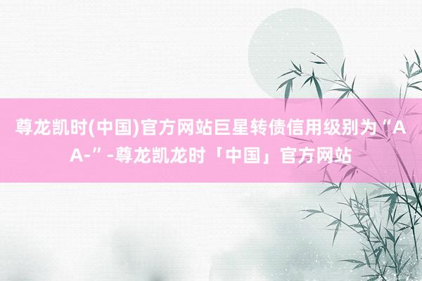 尊龙凯时(中国)官方网站巨星转债信用级别为“AA-”-尊龙凯龙时「中国」官方网站