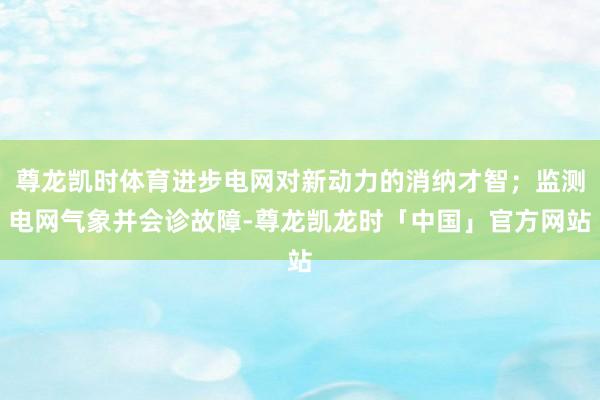 尊龙凯时体育进步电网对新动力的消纳才智；监测电网气象并会诊故障-尊龙凯龙时「中国」官方网站