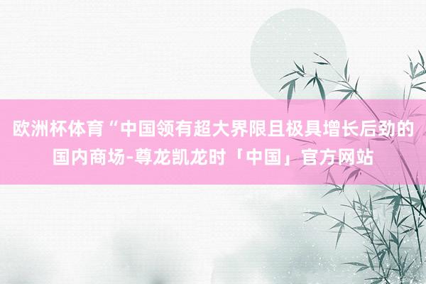 欧洲杯体育“中国领有超大界限且极具增长后劲的国内商场-尊龙凯龙时「中国」官方网站