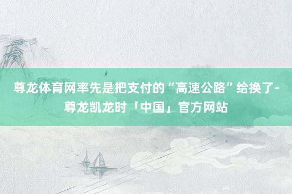尊龙体育网率先是把支付的“高速公路”给换了-尊龙凯龙时「中国」官方网站