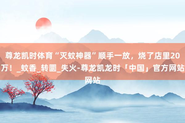 尊龙凯时体育“灭蚊神器”顺手一放,烧了店里20万!_蚊香_转圜_失火-尊龙凯龙时「中国」官方网站