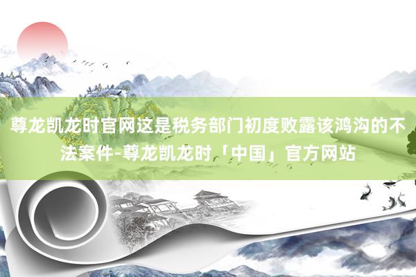 尊龙凯龙时官网这是税务部门初度败露该鸿沟的不法案件-尊龙凯龙时「中国」官方网站
