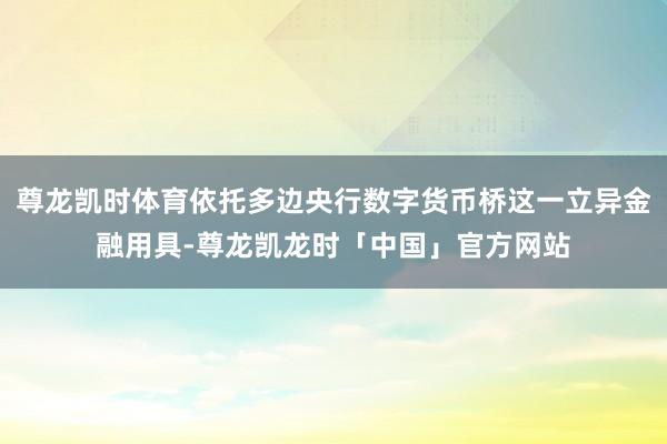 尊龙凯时体育依托多边央行数字货币桥这一立异金融用具-尊龙凯龙时「中国」官方网站