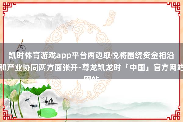 凯时体育游戏app平台两边取悦将围绕资金相沿和产业协同两方面张开-尊龙凯龙时「中国」官方网站
