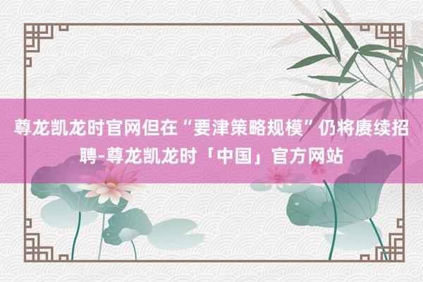 尊龙凯龙时官网但在“要津策略规模”仍将赓续招聘-尊龙凯龙时「中国」官方网站