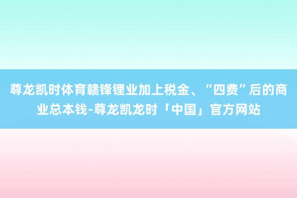 尊龙凯时体育赣锋锂业加上税金、“四费”后的商业总本钱-尊龙凯龙时「中国」官方网站