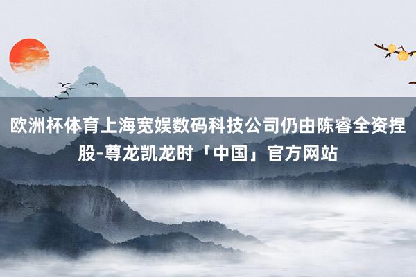 欧洲杯体育上海宽娱数码科技公司仍由陈睿全资捏股-尊龙凯龙时「中国」官方网站