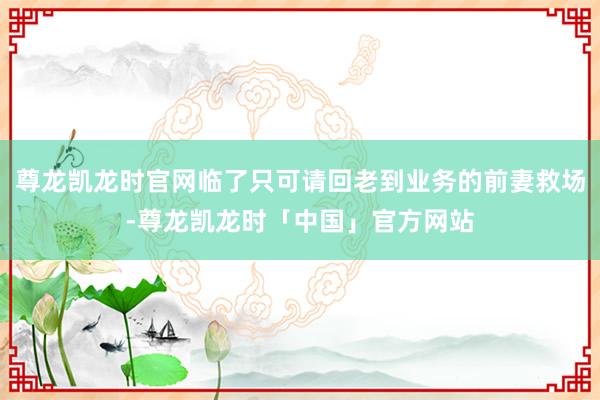 尊龙凯龙时官网临了只可请回老到业务的前妻救场-尊龙凯龙时「中国」官方网站
