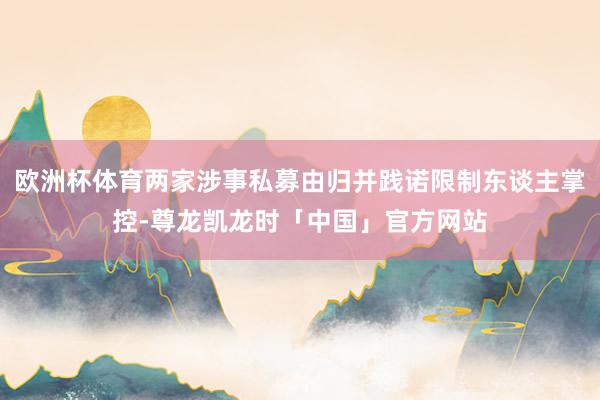 欧洲杯体育两家涉事私募由归并践诺限制东谈主掌控-尊龙凯龙时「中国」官方网站