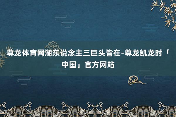 尊龙体育网湖东说念主三巨头皆在-尊龙凯龙时「中国」官方网站