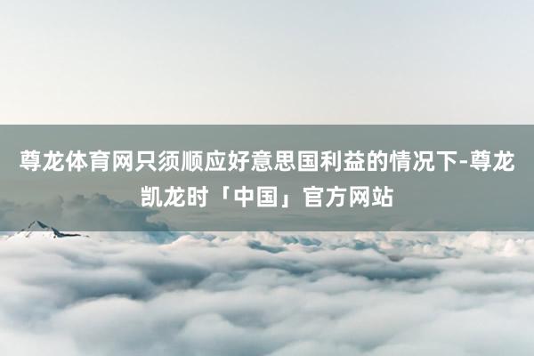 尊龙体育网只须顺应好意思国利益的情况下-尊龙凯龙时「中国」官方网站